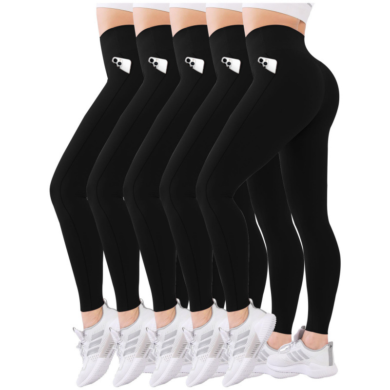 2026跨境新款欧美五件套女式纯色超柔紧身裤