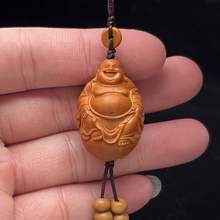 1.9大籽橄榄核单籽手工精雕布袋弥勒笑佛核雕单颗文玩手把件