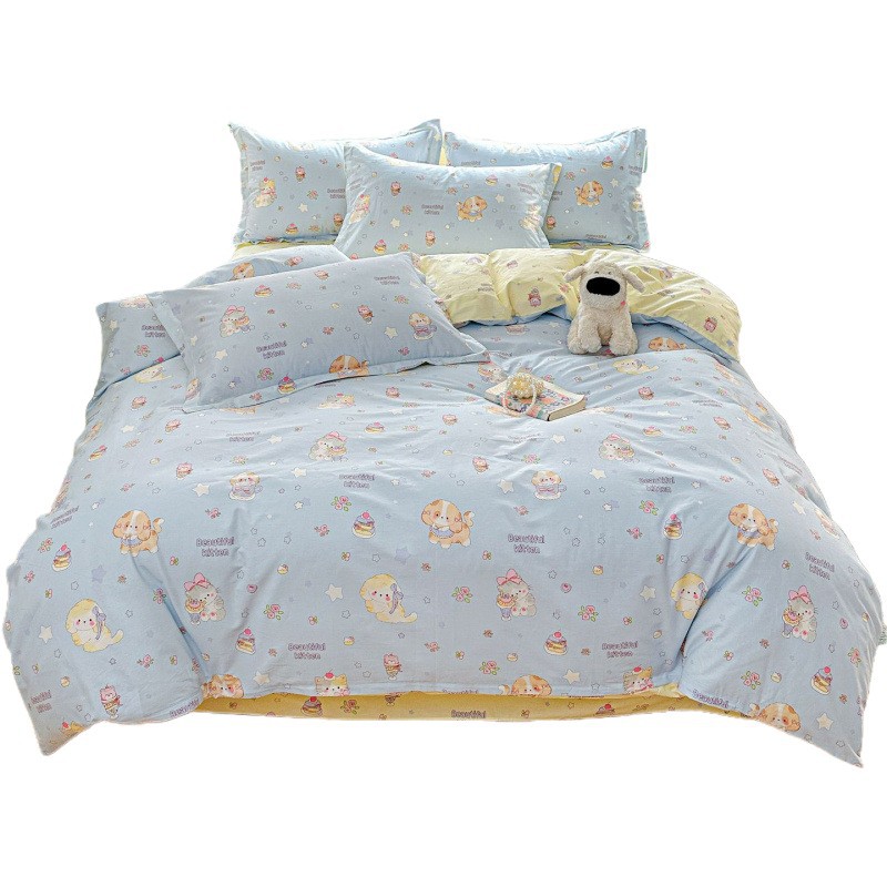 ins caricatura para niños algodón cama de cuatro piezas set 100 sábanas de flor de algodón sábanas