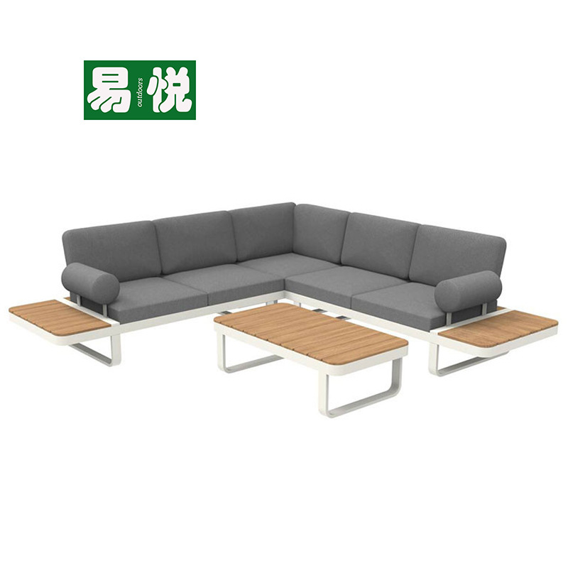Sofá de ocio al aire libre aleación de aluminio patio villa hotel balcón sofá de teca al aire libre muebles combinados