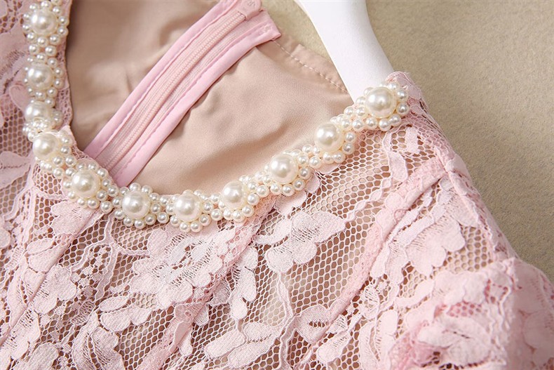 1201-01蕾丝订珠裙面料骨线蕾丝S码肩宽34胸围86腰围