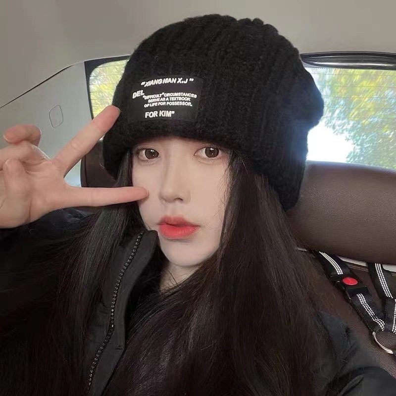 Autumn and Winter Warm Letter Versatile Knitted Ear Protection, Personalized Trendy Cold Hat, Unisex Stacking Hat_voghion.com
