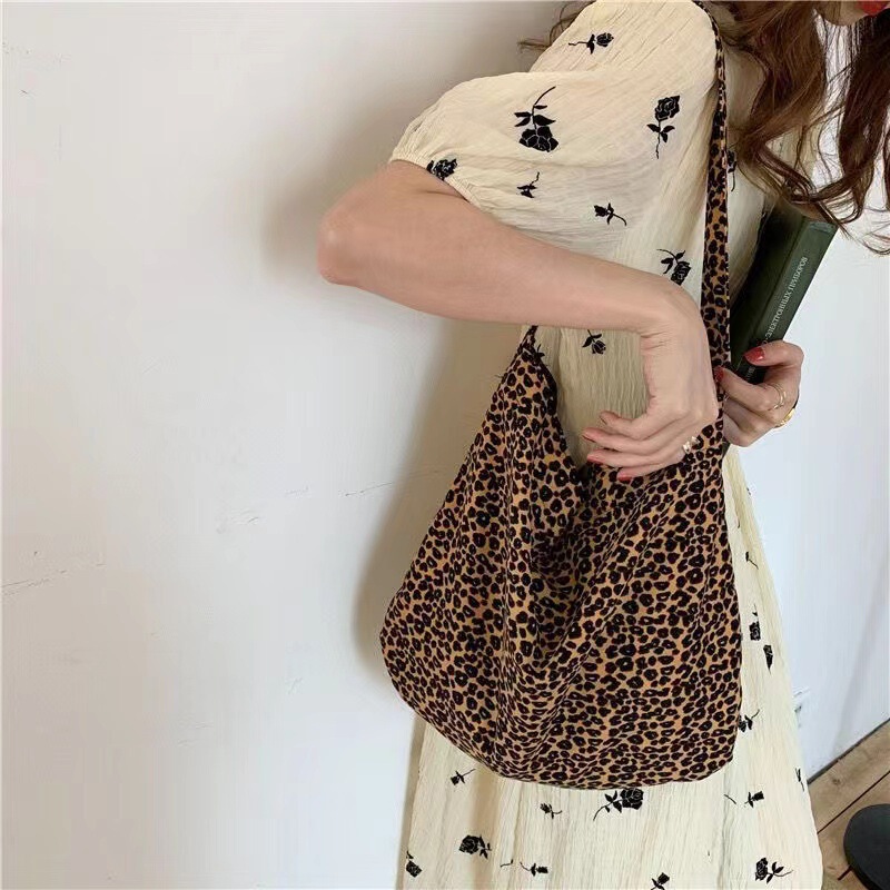 Fashionable Casual Tote Bag, Large Capacity Leopard Print Simple Handbag, Trendy Student Class Commute Shoulder Crossbody Bag