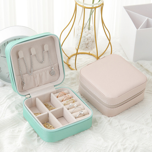 PU cross-border simple storage jewelry box wholesale creative portable jewelry storage box earrings ring small jewelry box