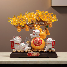 乔迁客厅广进猫摆件财源开业礼物店铺收银台装饰发财树招财猫饰品