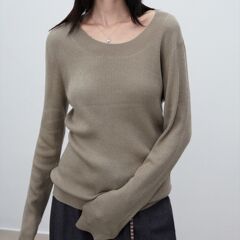 羊绒混纺针织衫女显瘦套头内搭毛衣打底衫圆领长袖上衣日韩休闲