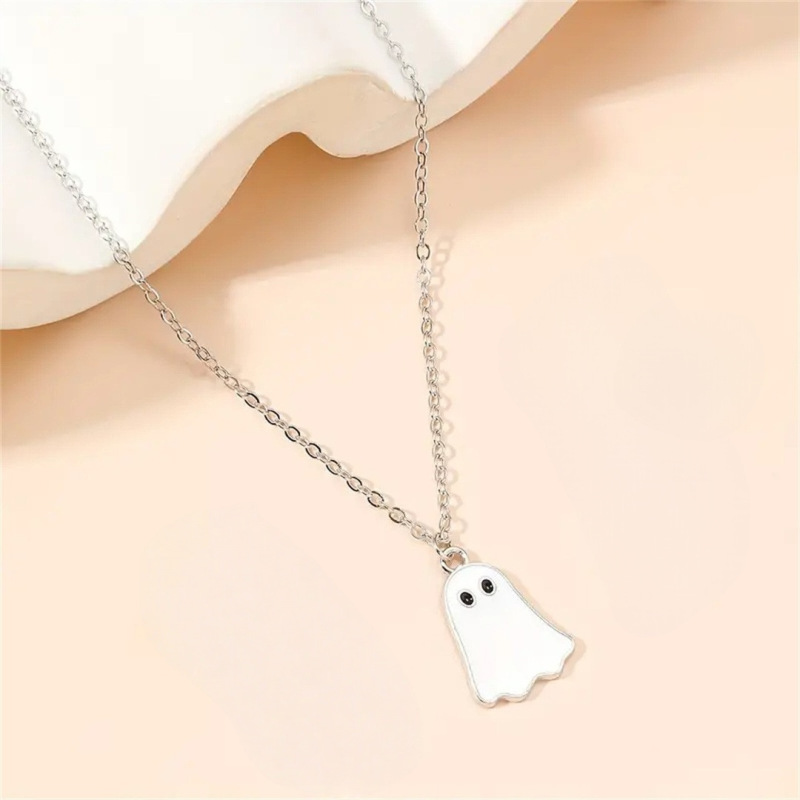 Zhuoxuan クロスボーダー売れ筋ハロウィンかわいいゴーストペンダントネックレスファッション個性ニッチシンプルな女性の鎖骨チェーン|undefined