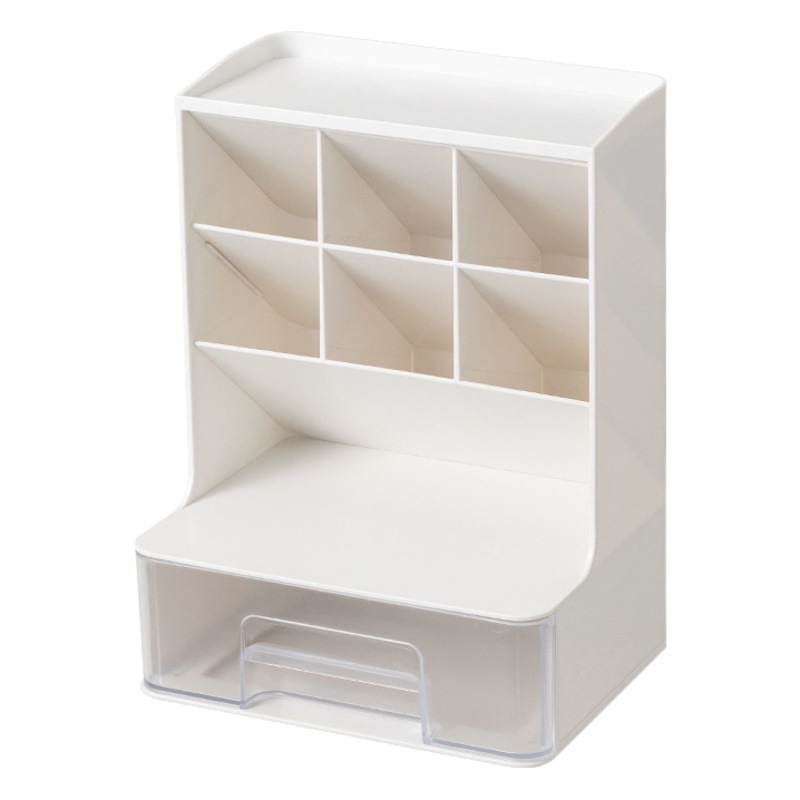 Caja de almacenamiento creativa titular de la pluma escritorio oblicuo insertar estudiante papelería rack de almacenamiento de gran capacidad de plástico caja de la pluma compartimiento del cajón