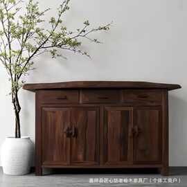 侘寂风家用客厅餐边柜老榆木入户玄关储物柜酒店民宿复古风收纳柜