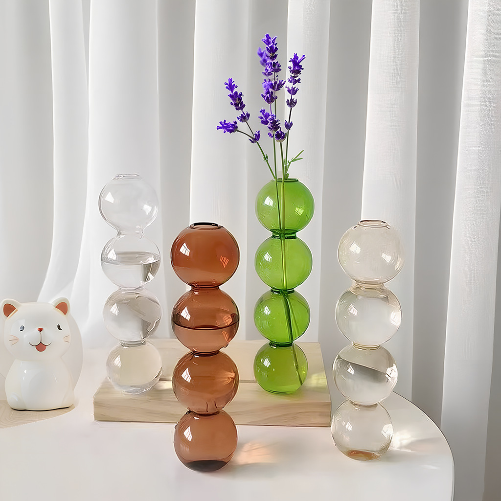 Ins-Style Bubble Ball Glass Vase Nordic Transparent Small Vase Ornament Hydroponic Flower Arrangement Living Room Dining Room Home Decoration