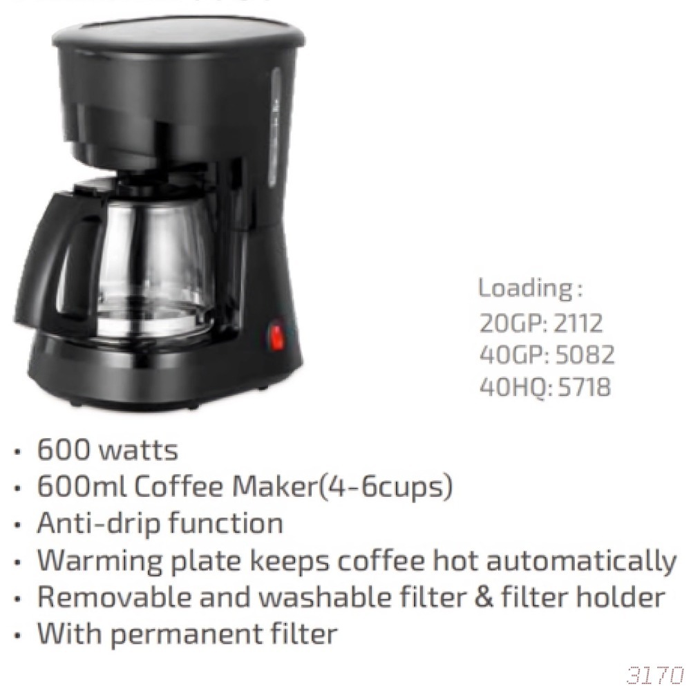 Casa 110V cafetera de goteo americana oficina pequeña cafetera de café 0.6L hervidora automática de té