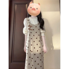 小个子温柔内搭打底衫女学生春季设计感波点背心裙气质显瘦两件套