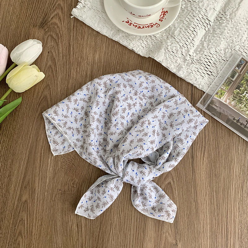 55 pañuelo japonés de algodón y lino, bufanda de seda floral de todo fósforo de verano y otoño, bufanda cuadrada pequeña con cuello, bufanda decorativa fresca fina para mujer