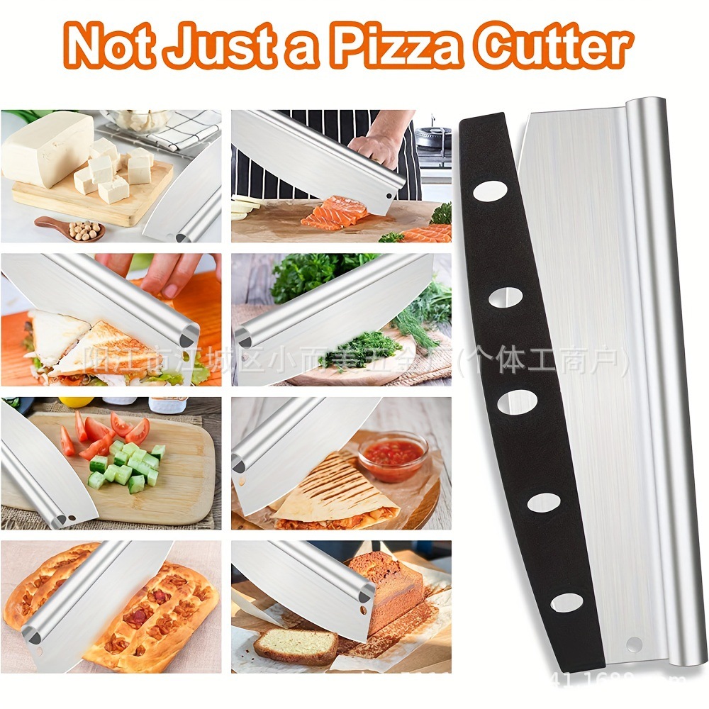 Fabricantes transfronterizos suministran cuchillo de pizza de acero inoxidable cuchillo de pizza de media luna cuchillo de pastel cortador herramientas de horneado