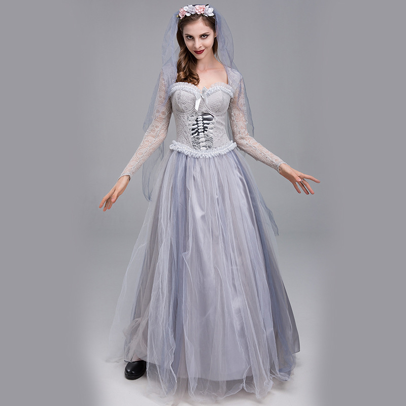 2026 New Halloween Costume Horror Ghost Bride Dress Ghost Zombie Performance Costume Masquerade Costume