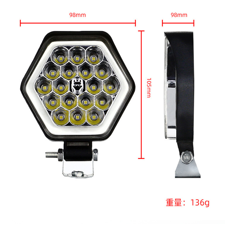 Motorcicleta eléctrica externa 18 perlas faro de trabajo reformado faro delantero concentrador fuerte exterior impermeable