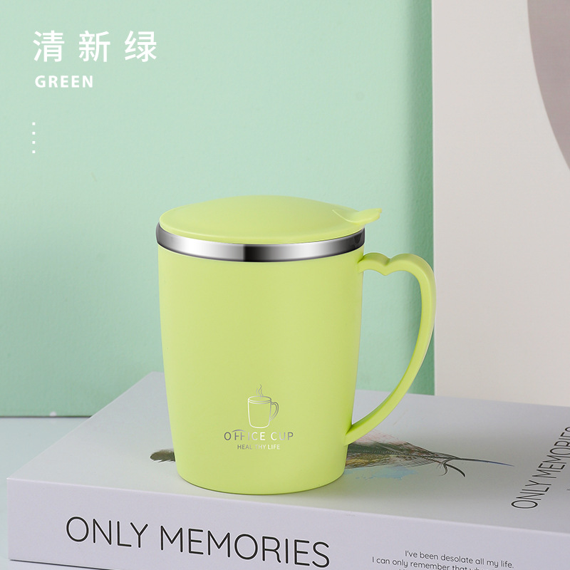 Tazas de café 304 de acero inoxidable con tapa, tazas de café para hombres y mujeres de alto valor, tazas de agua doméstica, tazas de té de oficina