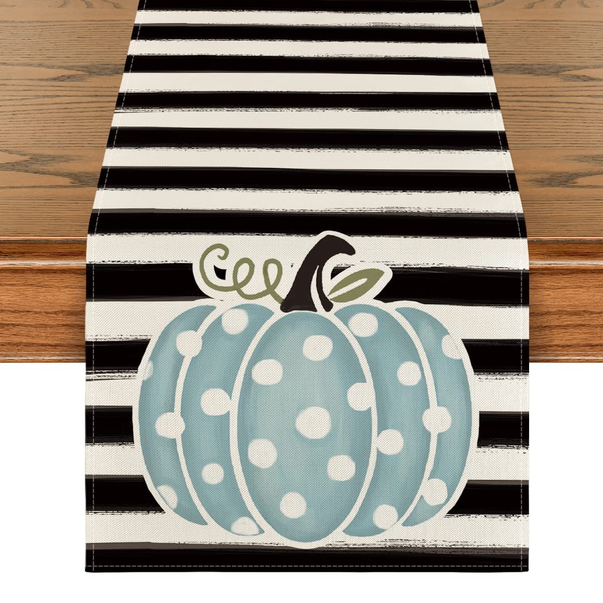 Bandera de mesa de Acción de Gracias calabaza lino almohadilla lavable toalla de mesa tela impresa antideslizante almohadilla de mesa rayas aislamiento térmico bandera de mesa image 7