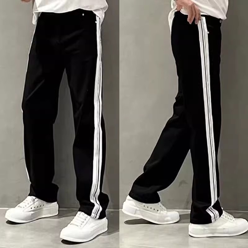 Jeans uomo a righe gamba larga estivi casual taglio comodo_voghion.com