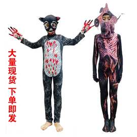 万圣节儿童紧身衣服装恐怖游戏扮演角色小孩连体衣儿童警竹笛服装