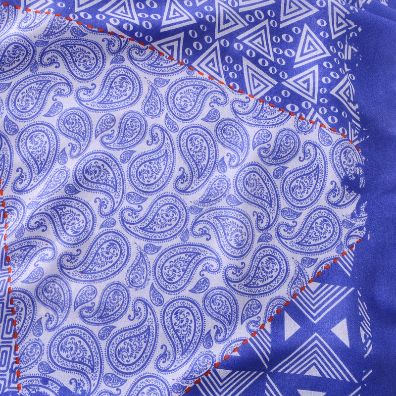 Corea del Sur estilo coreano versátil cáñamo chal primavera fina bufanda de seda anacardo patrón geométrico algodón y lino sensación borla bufanda