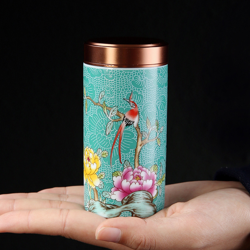 Cross-Border Household Antique-Style Ceramic Enamel Tea Canister Portable Mini Sealed Storage Jar Custom Logo Cross-Border Household Antique-Style Ceramic Enamel Tea Canister Portable Mini Sealed Storage Jar Custom Logo