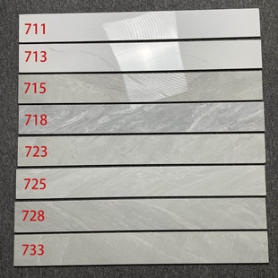 Ultra-Thin Full Ceramic Skirting Tile 800*100mm Gray Glossy Embedded Skirting Line Throughout the Body Concealed Floor Corner Line