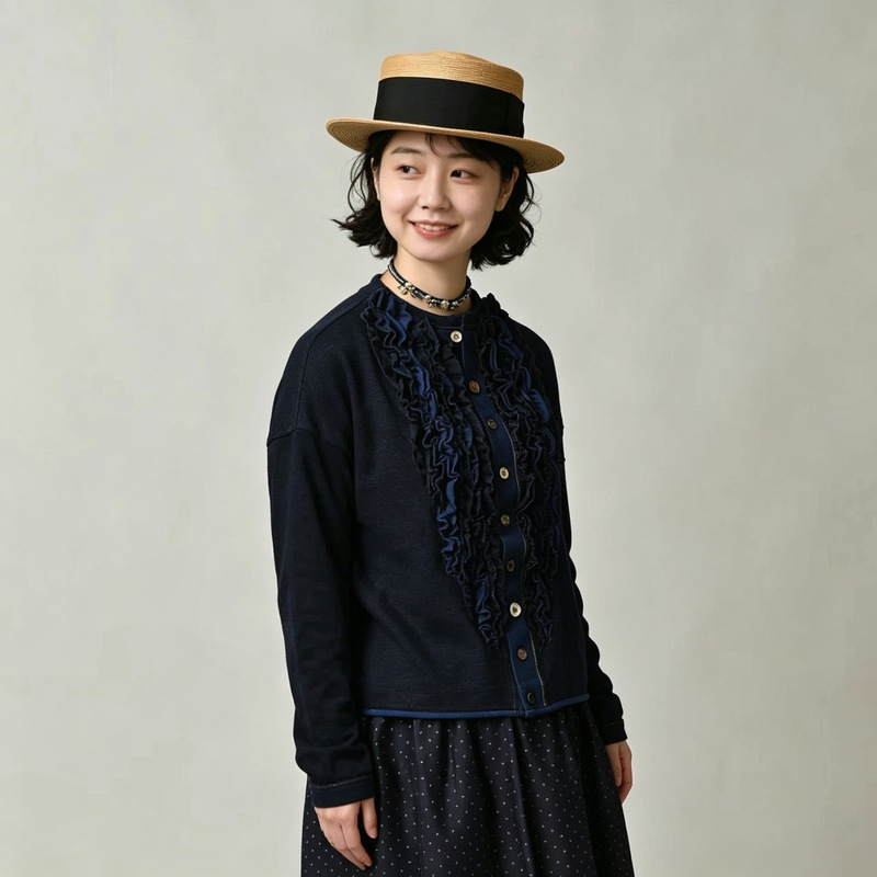 Directly supplied by the original factory, foreign trade clothing 45R-cc lotus leaf 9-button cardigan, new Japanese style, high fashion with lace trim Directly supplied by the original factory, foreign trade clothing 45R-cc lotus leaf 9-button cardigan, new Japanese style, high fashion with lace trim