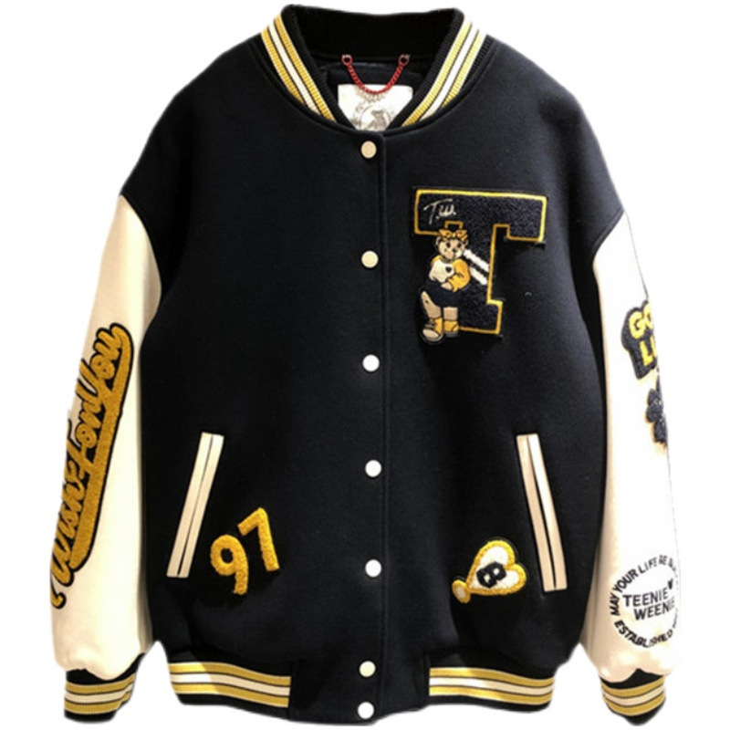 Herenkleding stijl patchwork honkbaljack heren lente en herfst paar hiphopjack heren losse casual jas heren_voghion.com