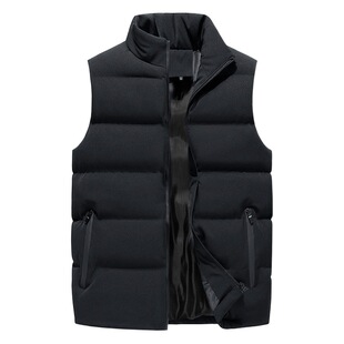 Men's Vest Cross-border Autumn and Winter Sports Leisure Collar Cotton Thickened Down Cotton Vest Men's Jacket Sleeveless Trendy