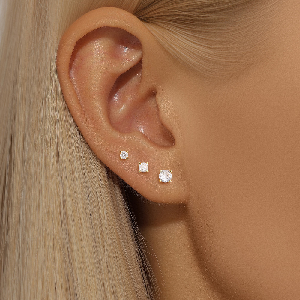 1g Weight Ear Studs Classification Ear Cartilage Rings & Studs Piercing Type 3 Pieces Set Quantity Daily, Festival Occasion 925 Sterling Silver Material Flower Pattern Women's Gender Plating Design Simple Style, Classic Style Style 3 Pieces Set Ear Cartilage Rings & Studs Simple Style Classic Style Flower 925 Sterling Silver Plating Ear Cartilage Rings & Studs 24