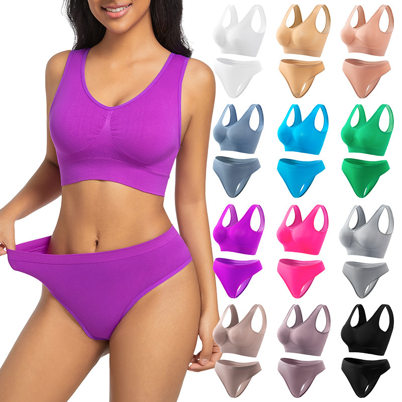 European and American Yoga Vest Set for Women, Push-Up Beautiful Back, Comfortable Thin Bra, No Rims, Padded, Seamless Sports Bra