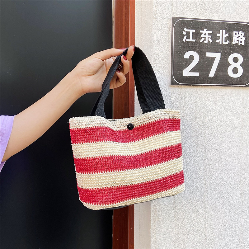 Straw-woven single-shoulder bag for women, new summer casual bag for middle-aged and elderly moms, simple lunch box handbag, export version undefined