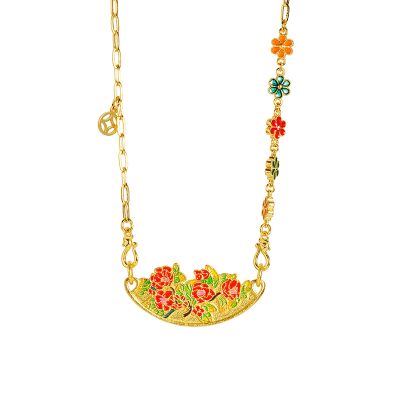 Nuevo collar de oro de arena vietnamita ligero de lujo camellia cadena de estilo de palacio mujer temperamento no se desvanece joyas