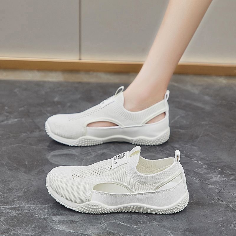 Carefully Selected White Sneakers for Women, New Summer Korean Style Ins Casual Hollow-Out Versatile Fly-Knit Women's Shoes