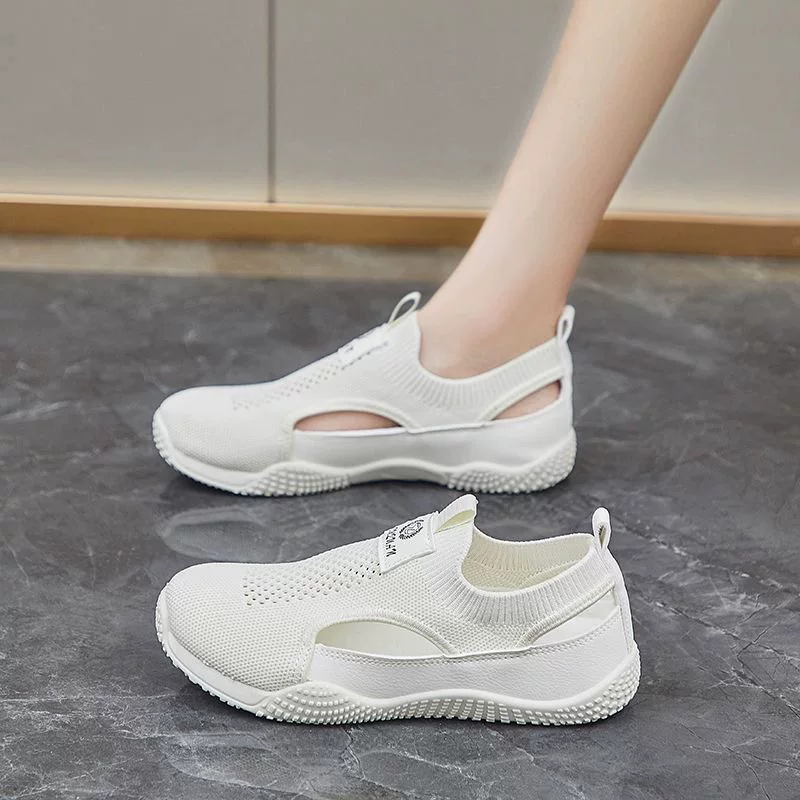 Женские slip-on летние кроссовки, корейский стиль, дышащий трикотаж верх, EU 36–40