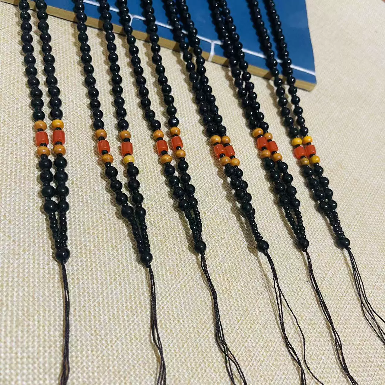 仿黑曜石项链木珠蜜蜡长款毛衣链玛瑙吊坠平安扣玉器和田玉挂绳