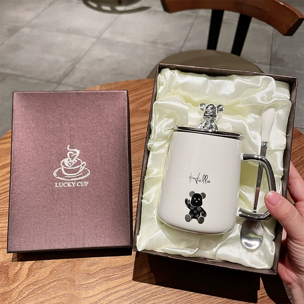 Silver beckoning bear [bear cover + premium spoon] gift box ♜