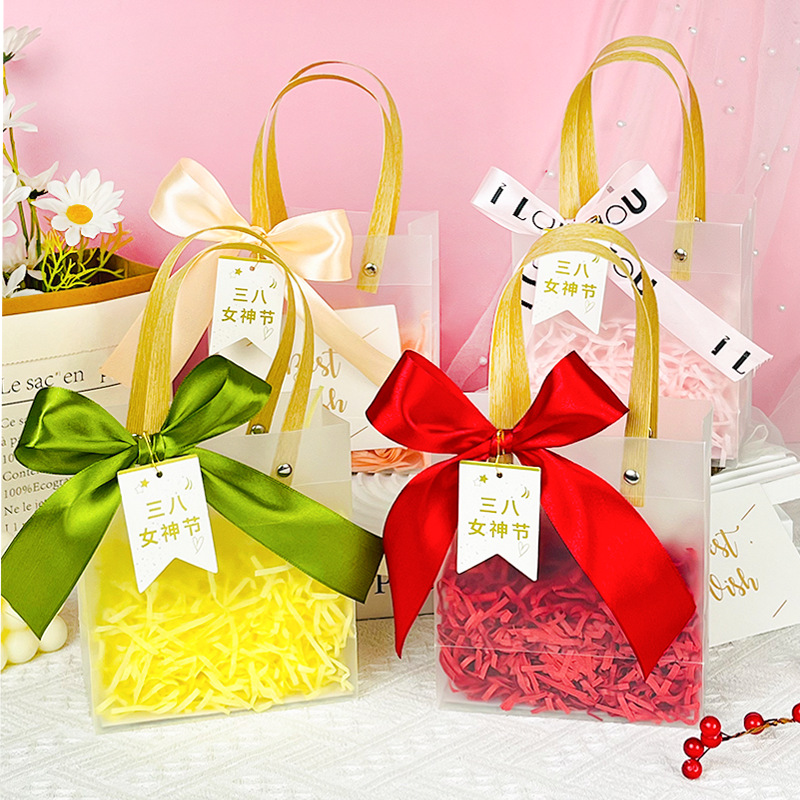 三八女神节透明礼品袋手提袋生日礼盒礼物包装高级伴手礼袋
