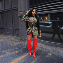 D8754 2025秋冬新款欧美跨境女装新品亚马逊迷彩配腰带衬衣领外套