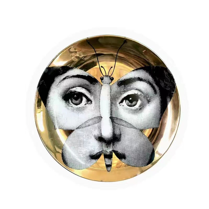 Cross-border Decorative Plate Ceramic Storage Plate Round Home Face Art Italian Wall Hanging Jewelry Storage Ornaments