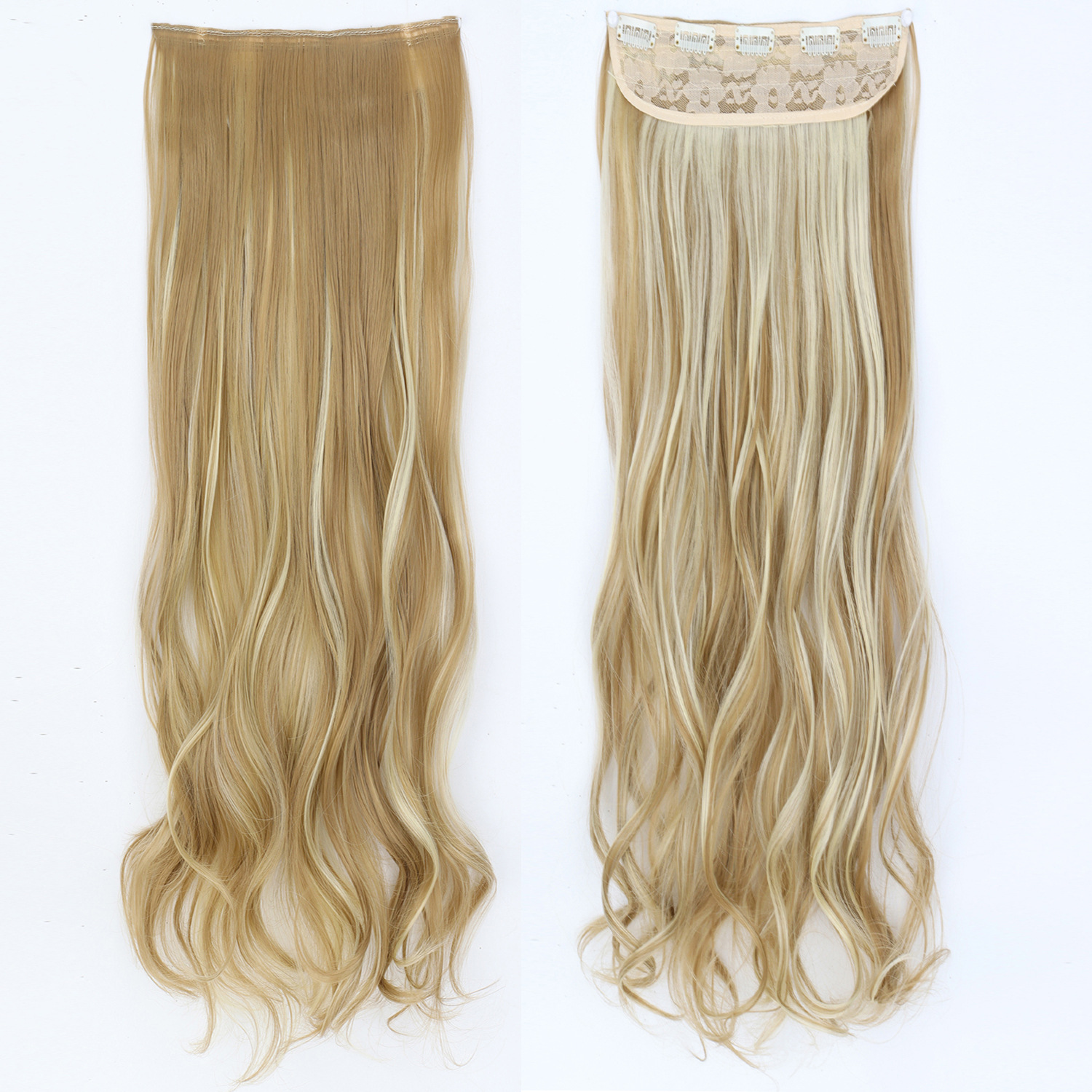 Exalargo de 80 cm, extensión de cabello de peluca, cabello rizado de una pieza de cinco cartas, extensión de cabello de fibra química, filamento de alta temperatura, cabello largo y rizado