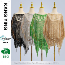 跨境爆款单色针织网纱镂空套头披肩防晒女海边度假编织泳衣沙滩巾