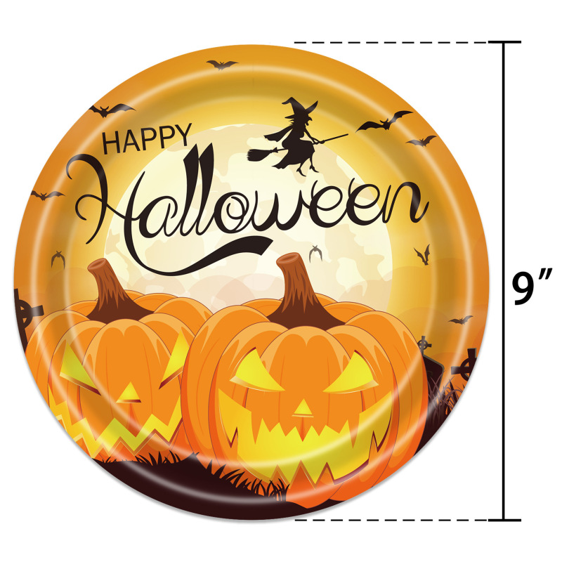25新しいハロウィーンカボチャのテーマパーティーの食事シーン装飾PEテーブルクロス紙皿紙コップタオルセット|undefined