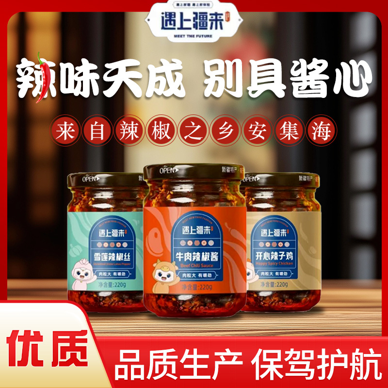 【肉超多】辣椒酱安集海牛肉酱鸡肉酱安集海线椒拌饭酱特产