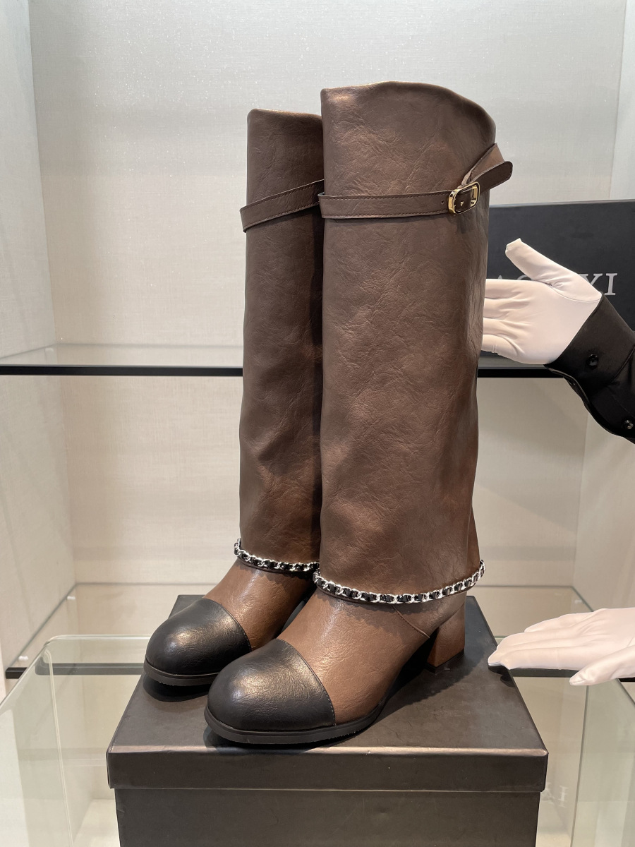 새로운 [글로벌 디자인] RAOZIY ~ 다크 브라운 부츠 여성 2024 새로운 부츠 바지 장화 두꺼운 힐 5
