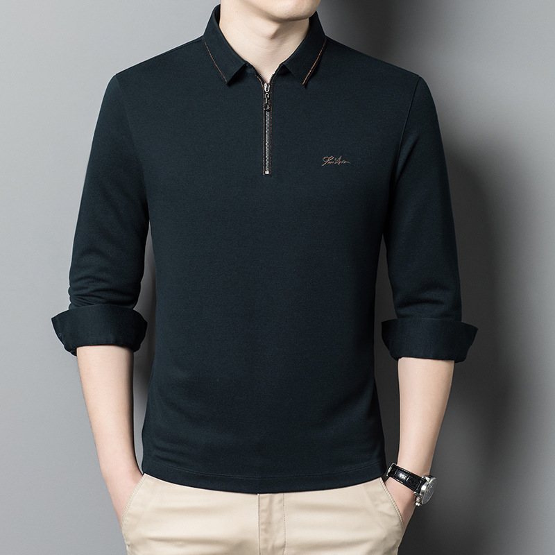 Counter Cashmere Men's T-Shirt 2024 Autumn and Winter Casual No-Iron Men's Zipper Top Lapel Men's Polo Shirt