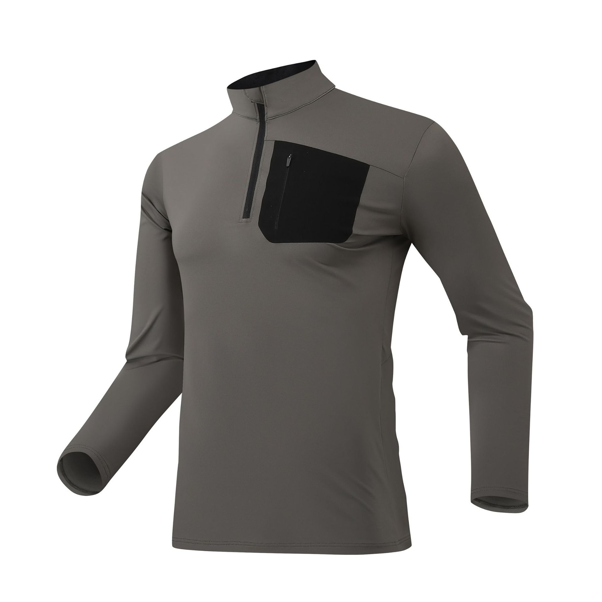 Dijia otoño y invierno nuevo hombre ocio de manga larga media cremallera de cuello superior de nylon ropa deportiva de entrenamiento para correr ropa seca rápida