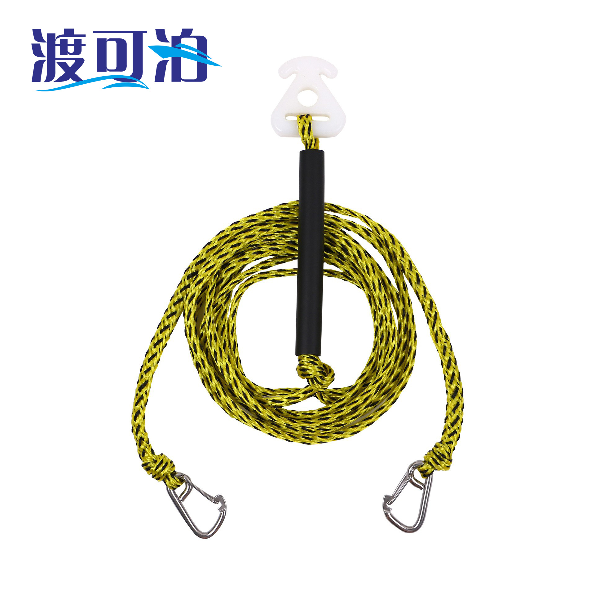 水上用双钩牵引绳皮划艇拖绳充气床负重拖拉绳圈绳冲浪用绳船用
