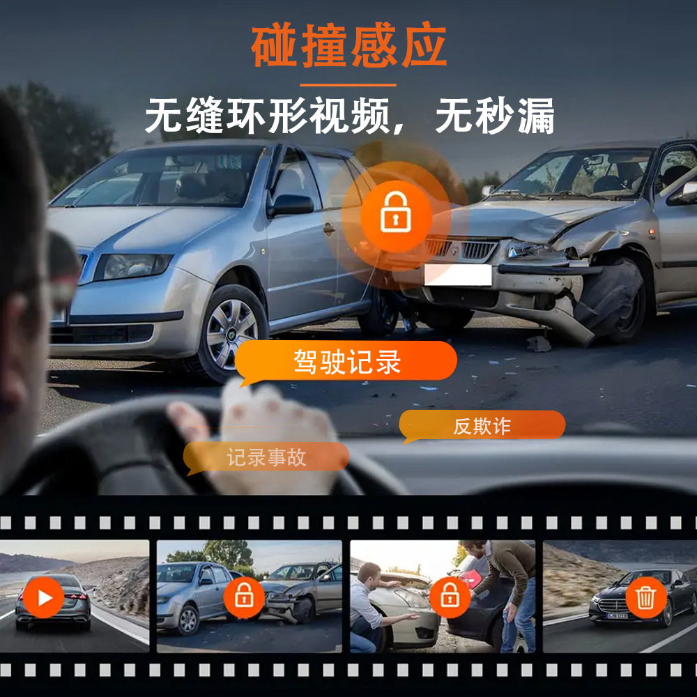 Five-Channel High-Definition Car Dashcam with Wifi, Mobile Phone Connectivity, Parking Monitoring, Sentry Mode, and Gps Recorder